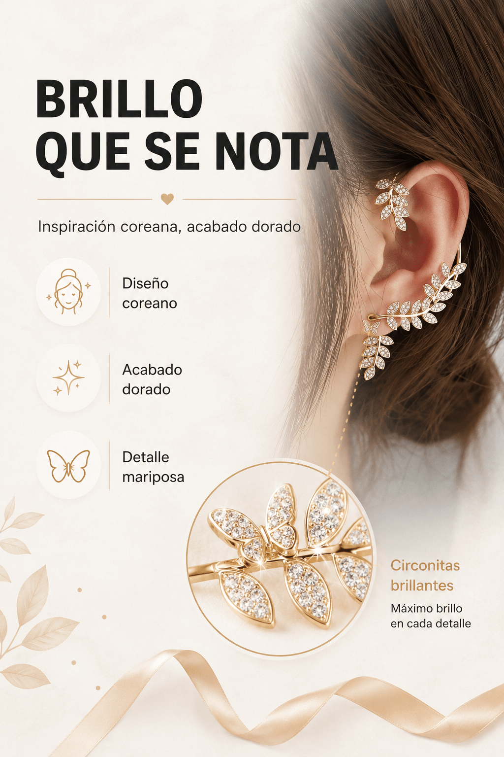 Ear Cuff Hojas de Luna - Lumine